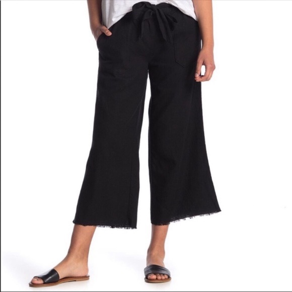 CASLON LINEN BLEND RAW HEM TIE WAIST CROP PANTS 💕IN STORES💕 - Picture 1 of 3